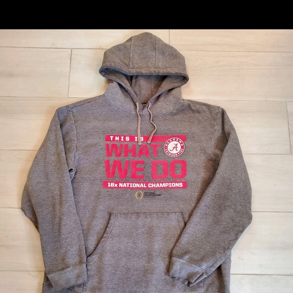 Gray Alabama  This Is What We Do 16 Titles Hoodie with Red Print
